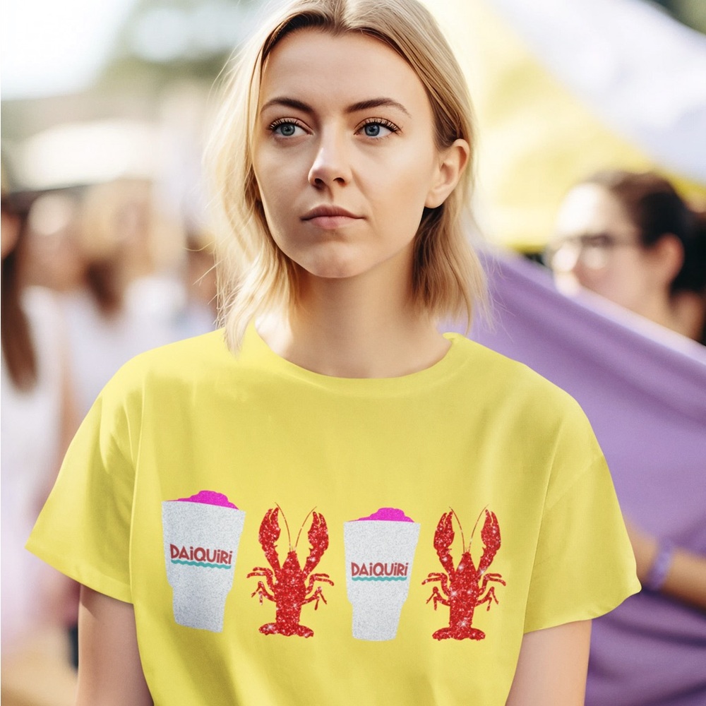 Sipping’ & Suckin’ t-Shirt for Crawfish Season Size Large (with Faux Glitter)